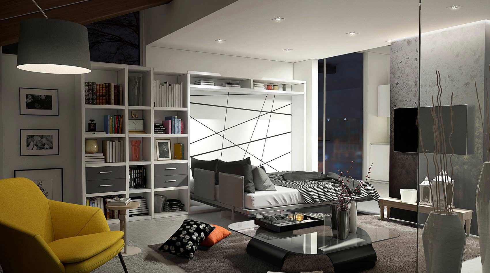 W31 – Space + Tavolo FOLDING + Libreria / Notte