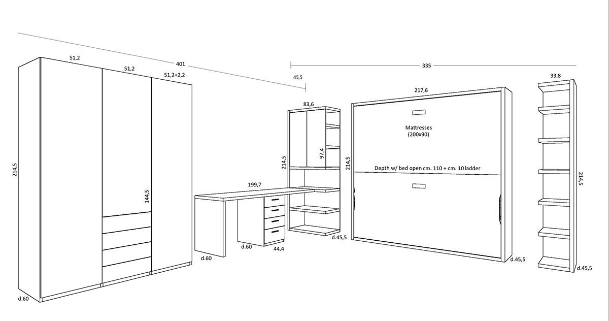 W5 – Flap bunk bed / Measures