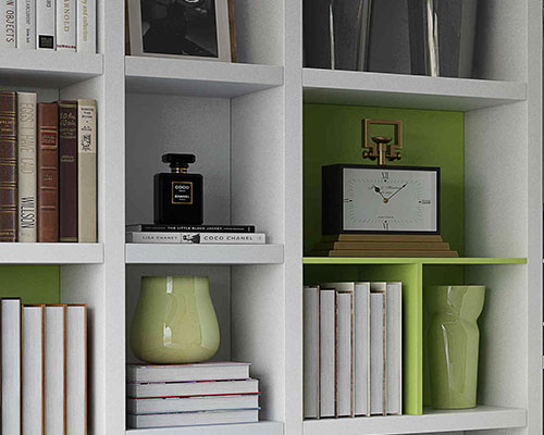 Libreria con elemento decorativoBookcase with decorative element