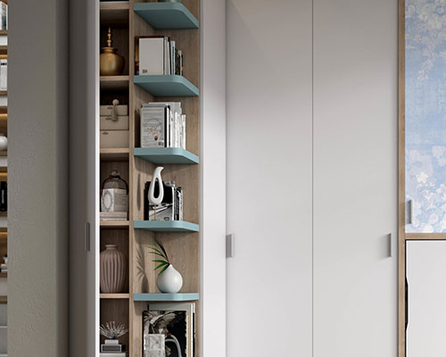 Armadio terminale con anta e mensoleSlanted wardrobe with door and shelves