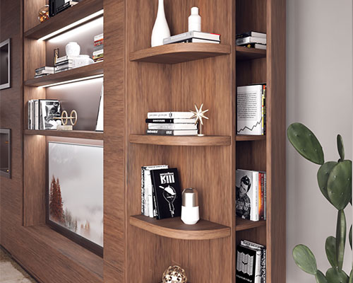Armadio terminale con anta e mensoleSlanted wardrobe with door and shelves